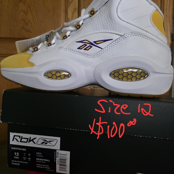 Reebok White and Yellow Basketball Shoes - Picture 1 of 10